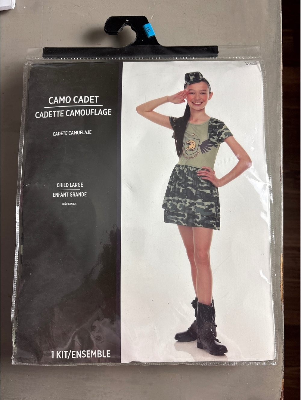 Camo Cadet Child Large Costume - Cadette Camouflage Dress and Headband